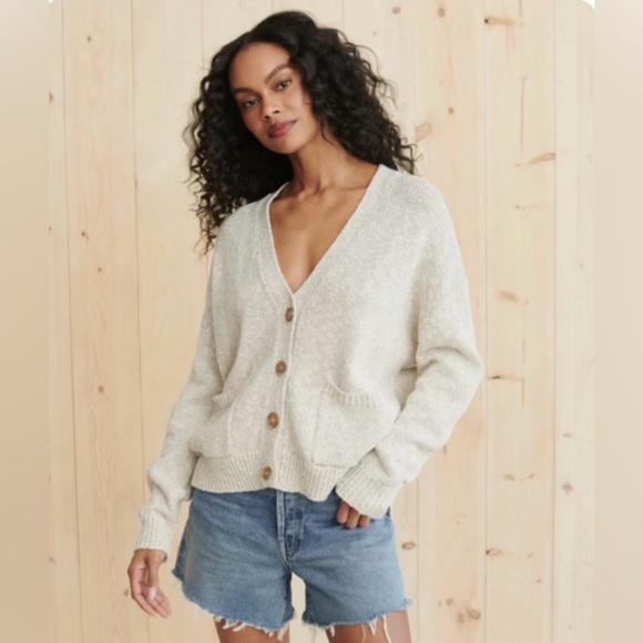 Jenni Kayne Linen Blend Cropped Cocoon Cardigan